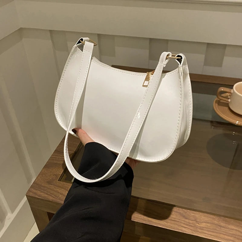 Any Women's Retro PU Leather Bag – Casual Solid-Color Shoulder/Underarm Bag