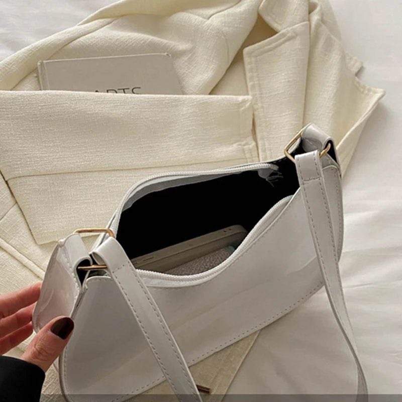 Any Women's Retro PU Leather Bag – Casual Solid-Color Shoulder/Underarm Bag