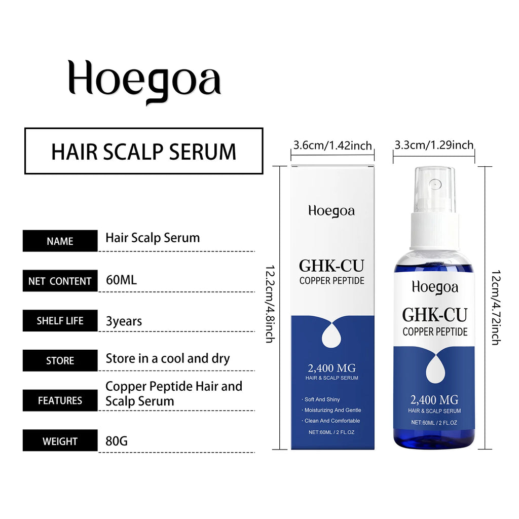 60ml GHK Cu Copper Peptide Hair Serum Spray Hair Deep Nourishment  Fast Absorbing Moisturizing Strengthen Roots Non Greasy