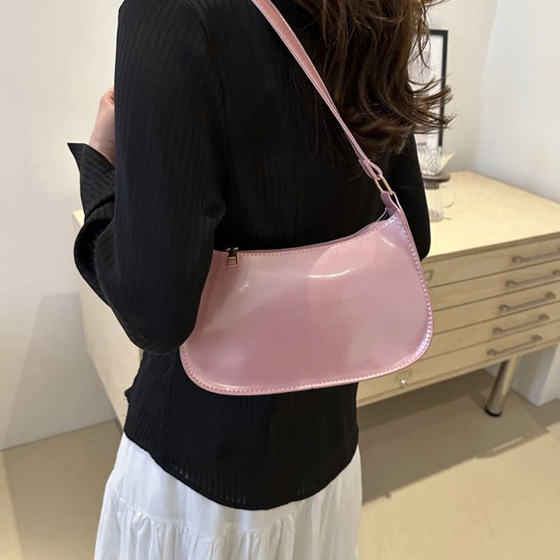 Any Women's Retro PU Leather Bag – Casual Solid-Color Shoulder/Underarm Bag