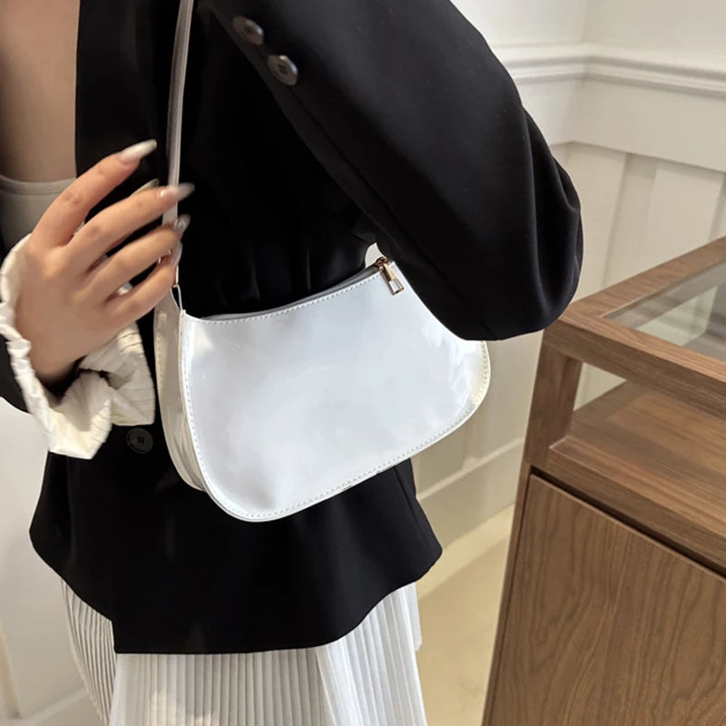 Any Women's Retro PU Leather Bag – Casual Solid-Color Shoulder/Underarm Bag