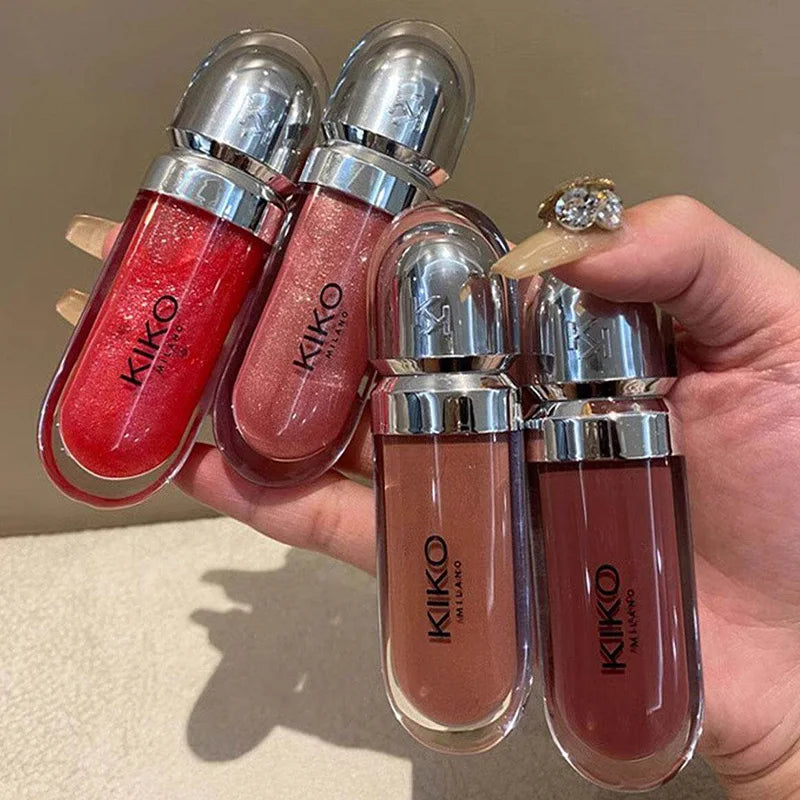 Kiko 3D Liquid Lip Glaze Transparent Lip Gloss Mirror Lipstick Nourishing Glossy Full Lips Not Fading Milk Tea Bean Paste Makeup