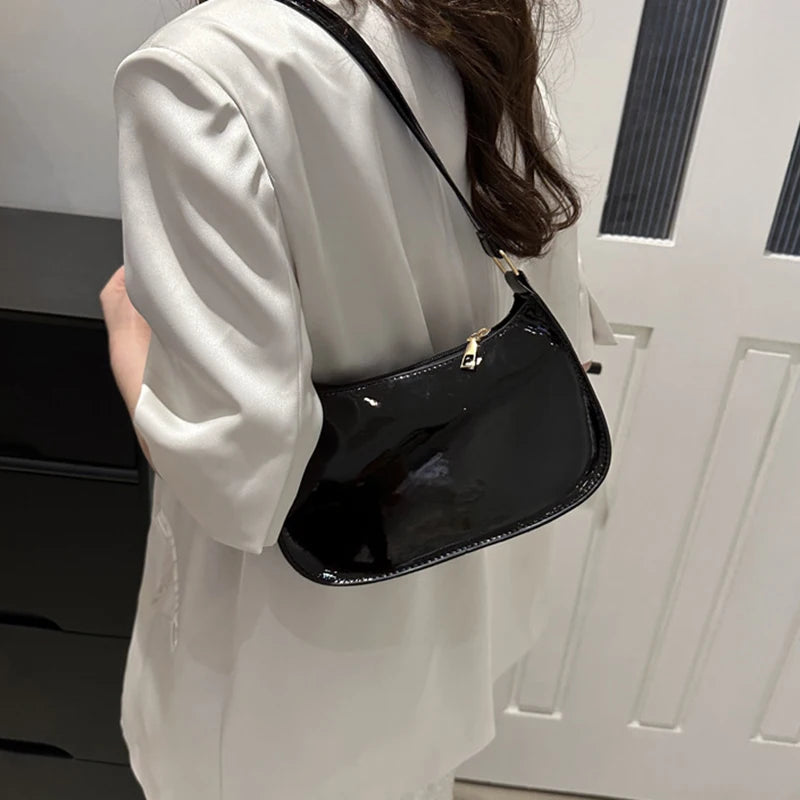 Any Women's Retro PU Leather Bag – Casual Solid-Color Shoulder/Underarm Bag