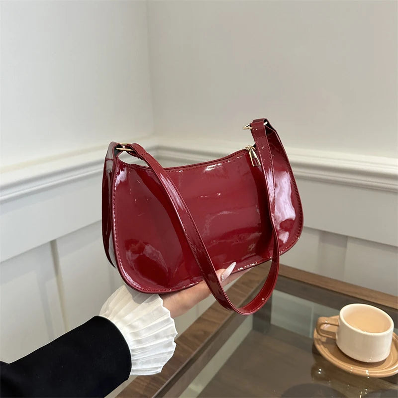 Any Women's Retro PU Leather Bag – Casual Solid-Color Shoulder/Underarm Bag