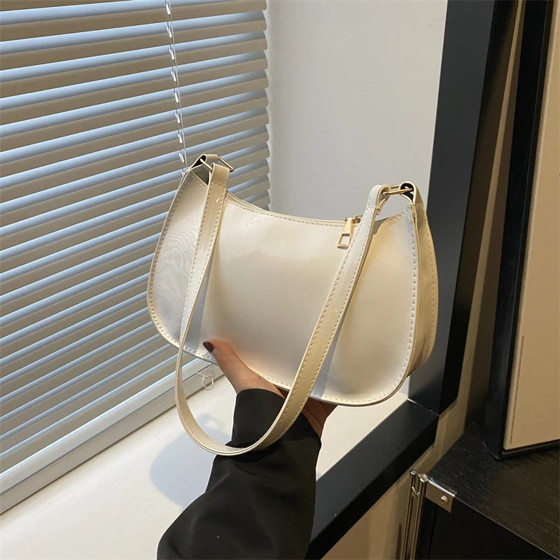 Any Women's Retro PU Leather Bag – Casual Solid-Color Shoulder/Underarm Bag