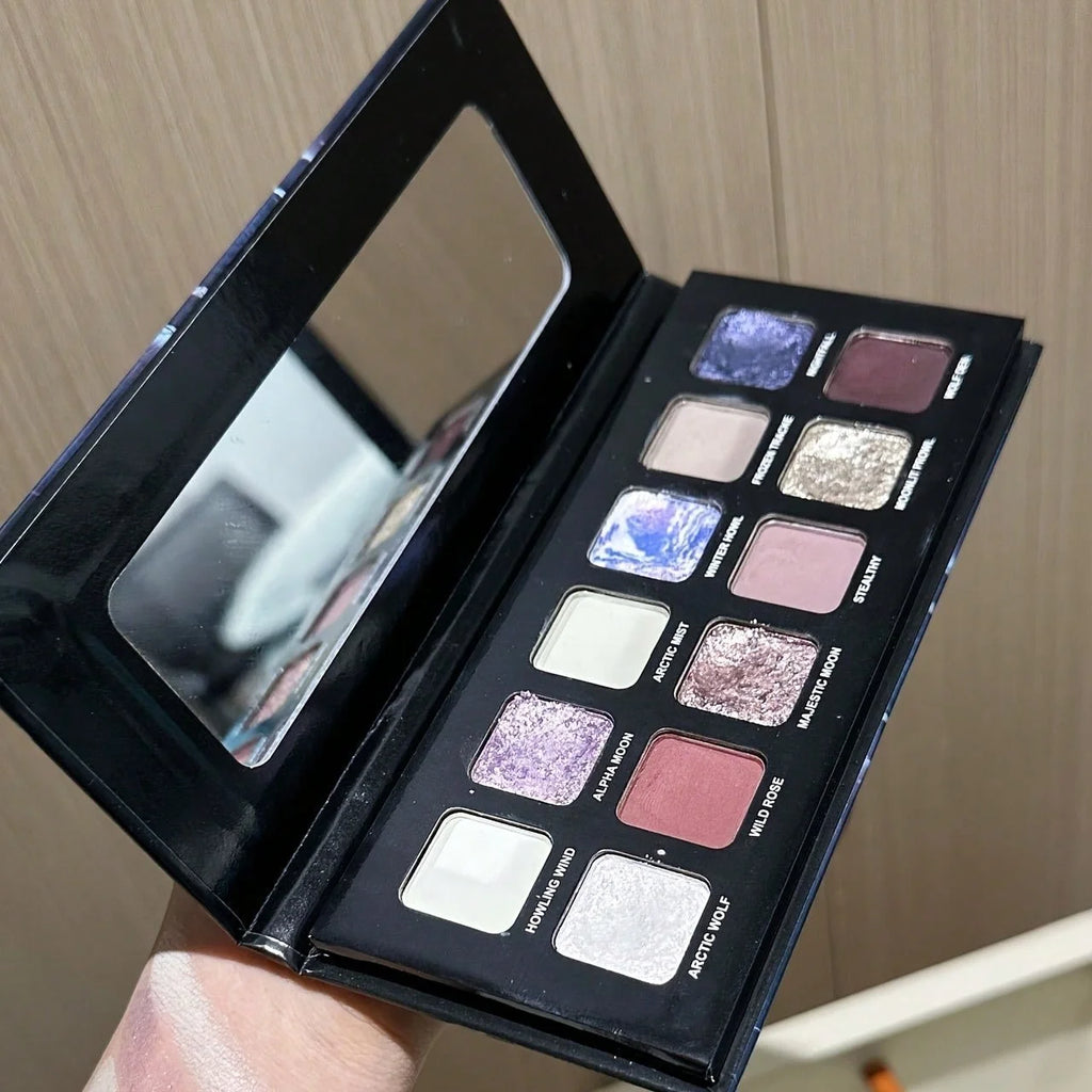 Twelve-Color Eyeshadow Palette Smooth Matte And Shiny Finish Pastel Blue Contrast High-Intensity Cosmetics Daily Smoky Eye Holiday Gift