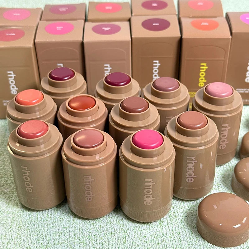 RHODE Cheek Blush Cream Blusher Stick Lip Gloss Phone Case For iPhone 15 16 17 Ribbon SALTY TAN Raspberry Espresso Lipstick INS