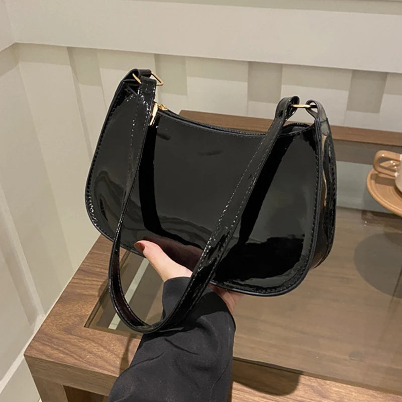Any Women's Retro PU Leather Bag – Casual Solid-Color Shoulder/Underarm Bag