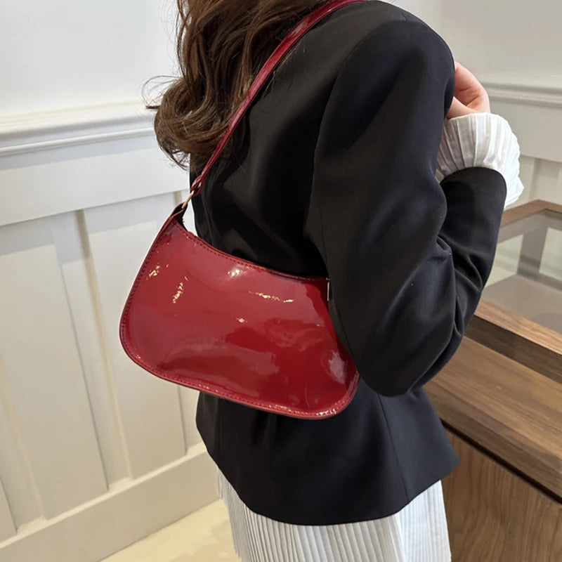 Any Women's Retro PU Leather Bag – Casual Solid-Color Shoulder/Underarm Bag