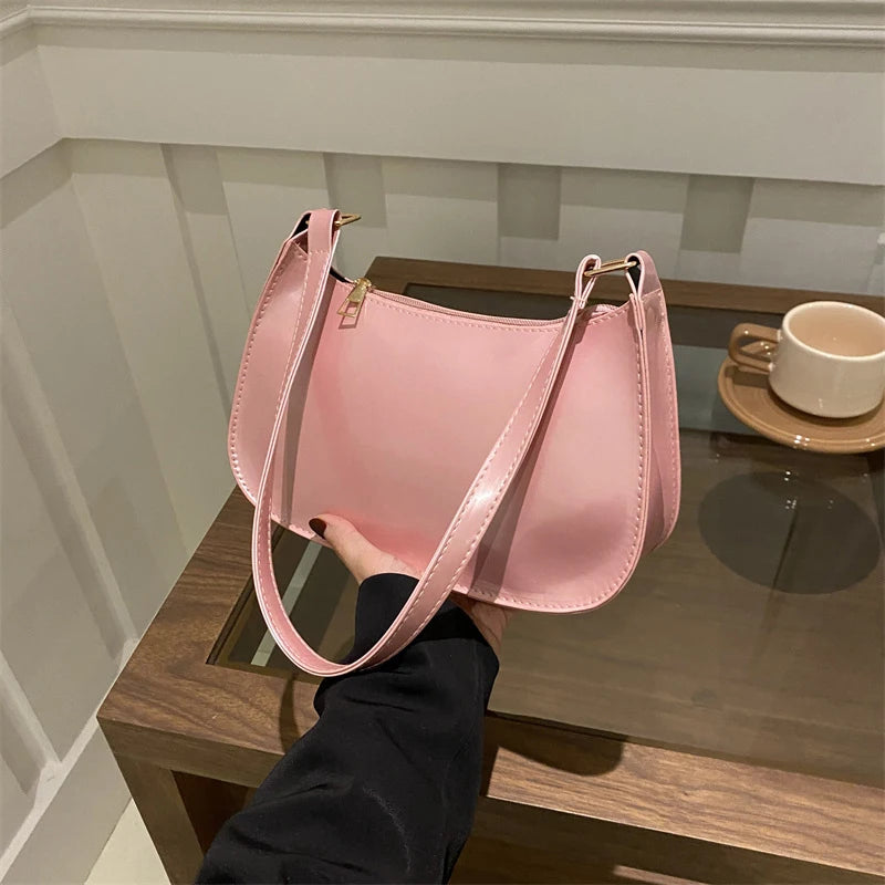 Any Women's Retro PU Leather Bag – Casual Solid-Color Shoulder/Underarm Bag