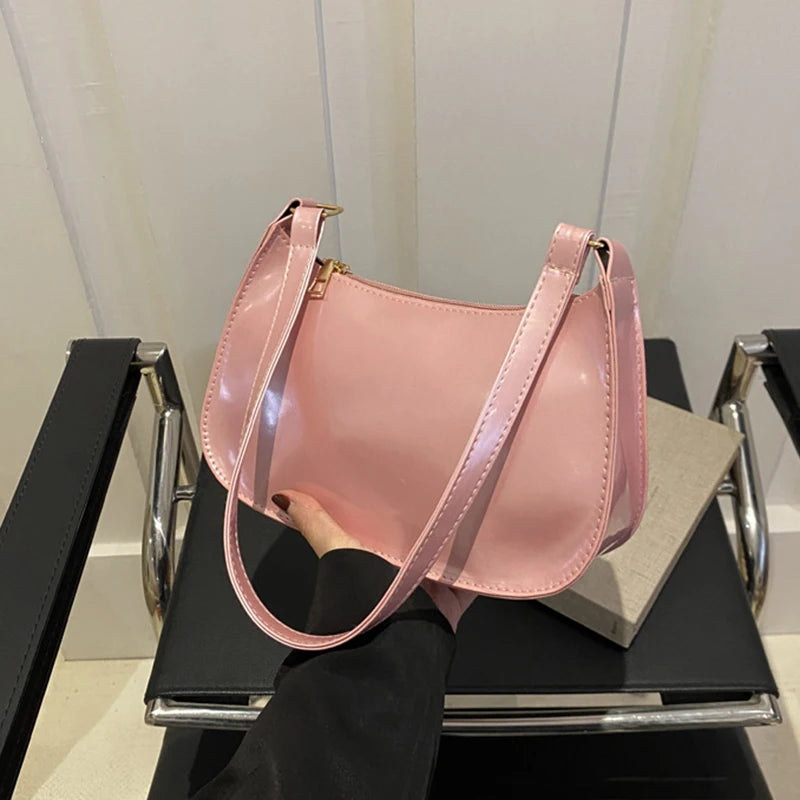Any Women's Retro PU Leather Bag – Casual Solid-Color Shoulder/Underarm Bag