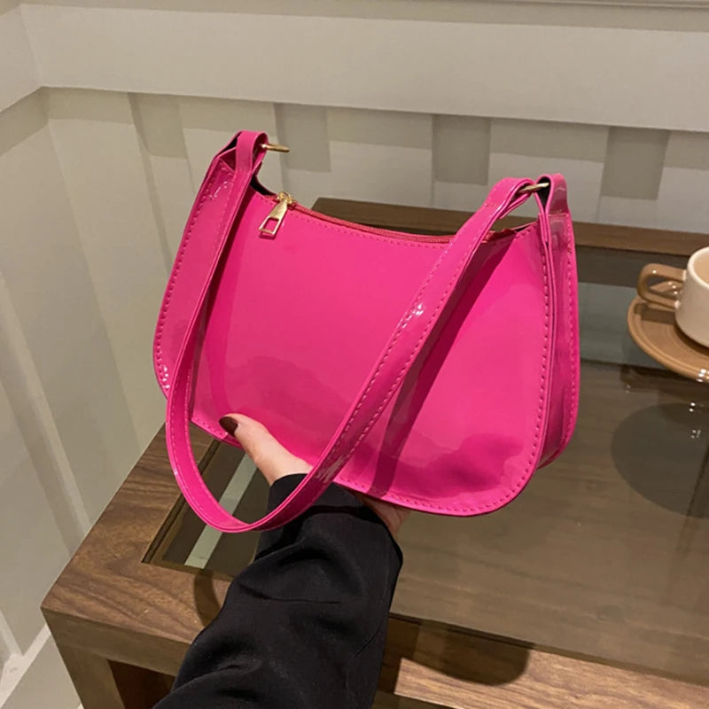 Any Women's Retro PU Leather Bag – Casual Solid-Color Shoulder/Underarm Bag