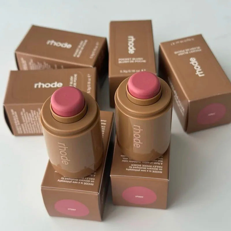 RHODE Cheek Blush Cream Blusher Stick Lip Gloss Phone Case For iPhone 15 16 17 Ribbon SALTY TAN Raspberry Espresso Lipstick INS