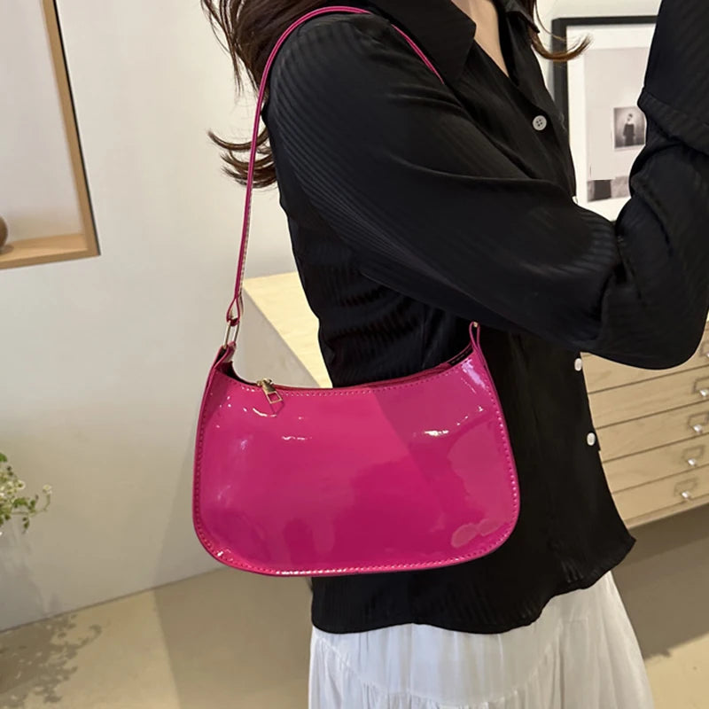 Any Women's Retro PU Leather Bag – Casual Solid-Color Shoulder/Underarm Bag