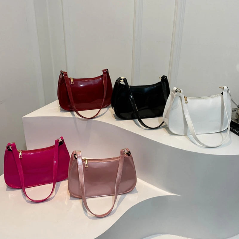 Any Women's Retro PU Leather Bag – Casual Solid-Color Shoulder/Underarm Bag