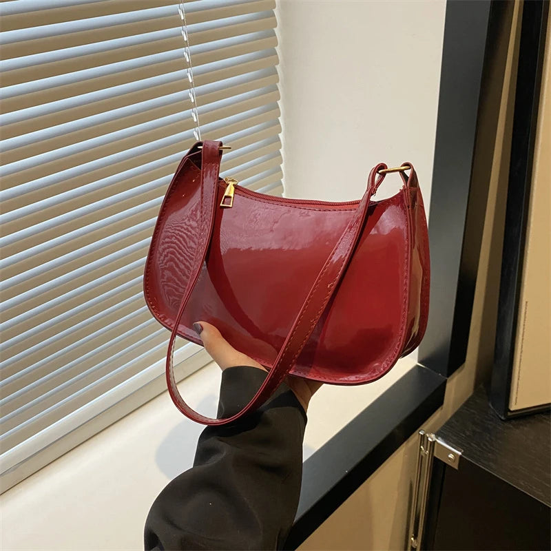 Any Women's Retro PU Leather Bag – Casual Solid-Color Shoulder/Underarm Bag