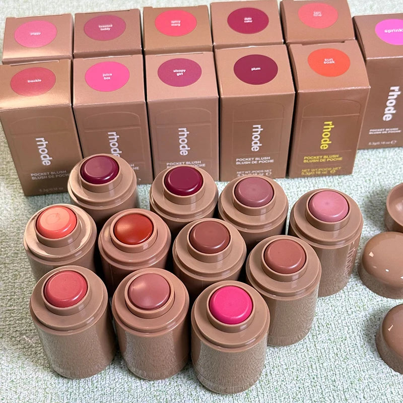 RHODE Cheek Blush Cream Blusher Stick Lip Gloss Phone Case For iPhone 15 16 17 Ribbon SALTY TAN Raspberry Espresso Lipstick INS