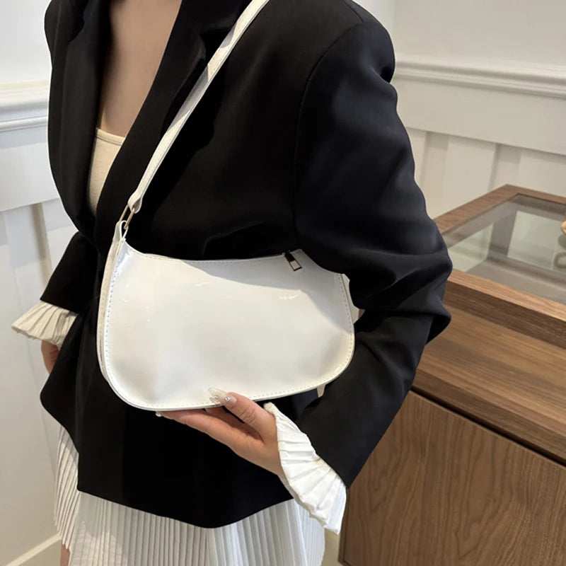 Any Women's Retro PU Leather Bag – Casual Solid-Color Shoulder/Underarm Bag