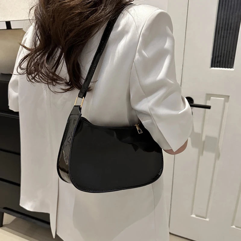 Any Women's Retro PU Leather Bag – Casual Solid-Color Shoulder/Underarm Bag