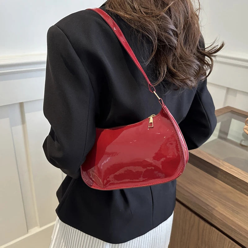 Any Women's Retro PU Leather Bag – Casual Solid-Color Shoulder/Underarm Bag