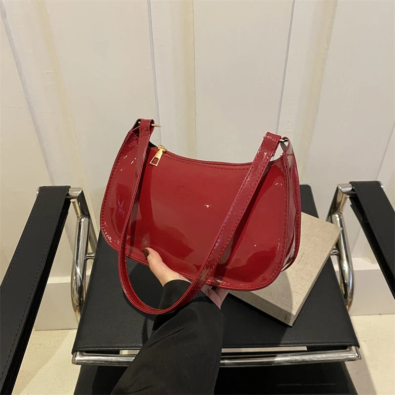 Any Women's Retro PU Leather Bag – Casual Solid-Color Shoulder/Underarm Bag