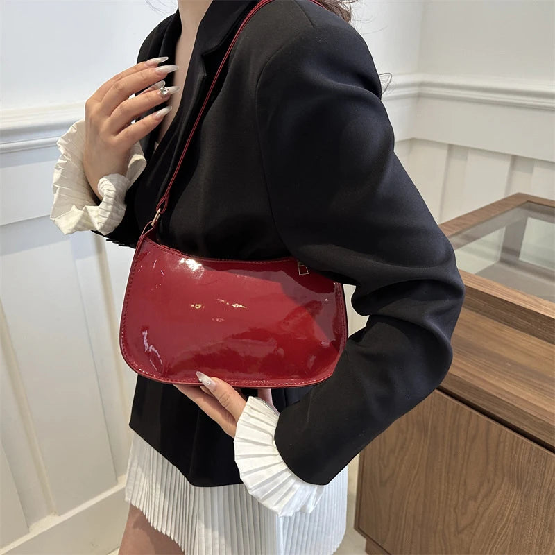 Any Women's Retro PU Leather Bag – Casual Solid-Color Shoulder/Underarm Bag