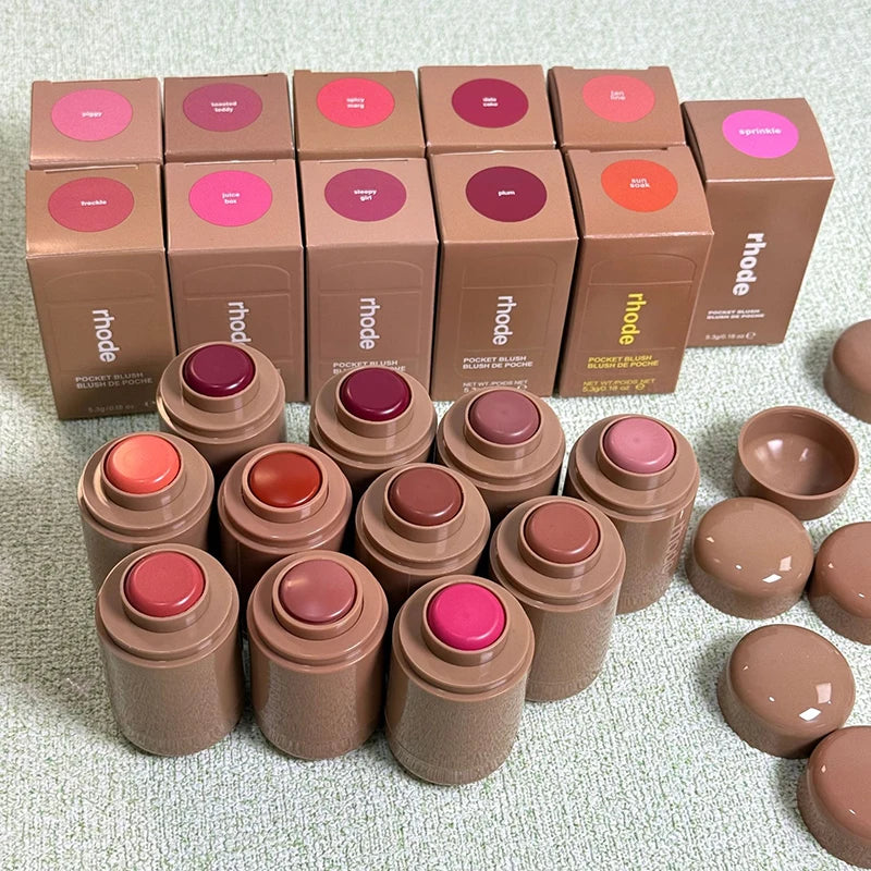 RHODE Cheek Blush Cream Blusher Stick Lip Gloss Phone Case For iPhone 15 16 17 Ribbon SALTY TAN Raspberry Espresso Lipstick INS