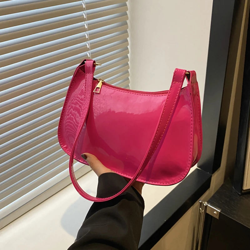 Any Women's Retro PU Leather Bag – Casual Solid-Color Shoulder/Underarm Bag