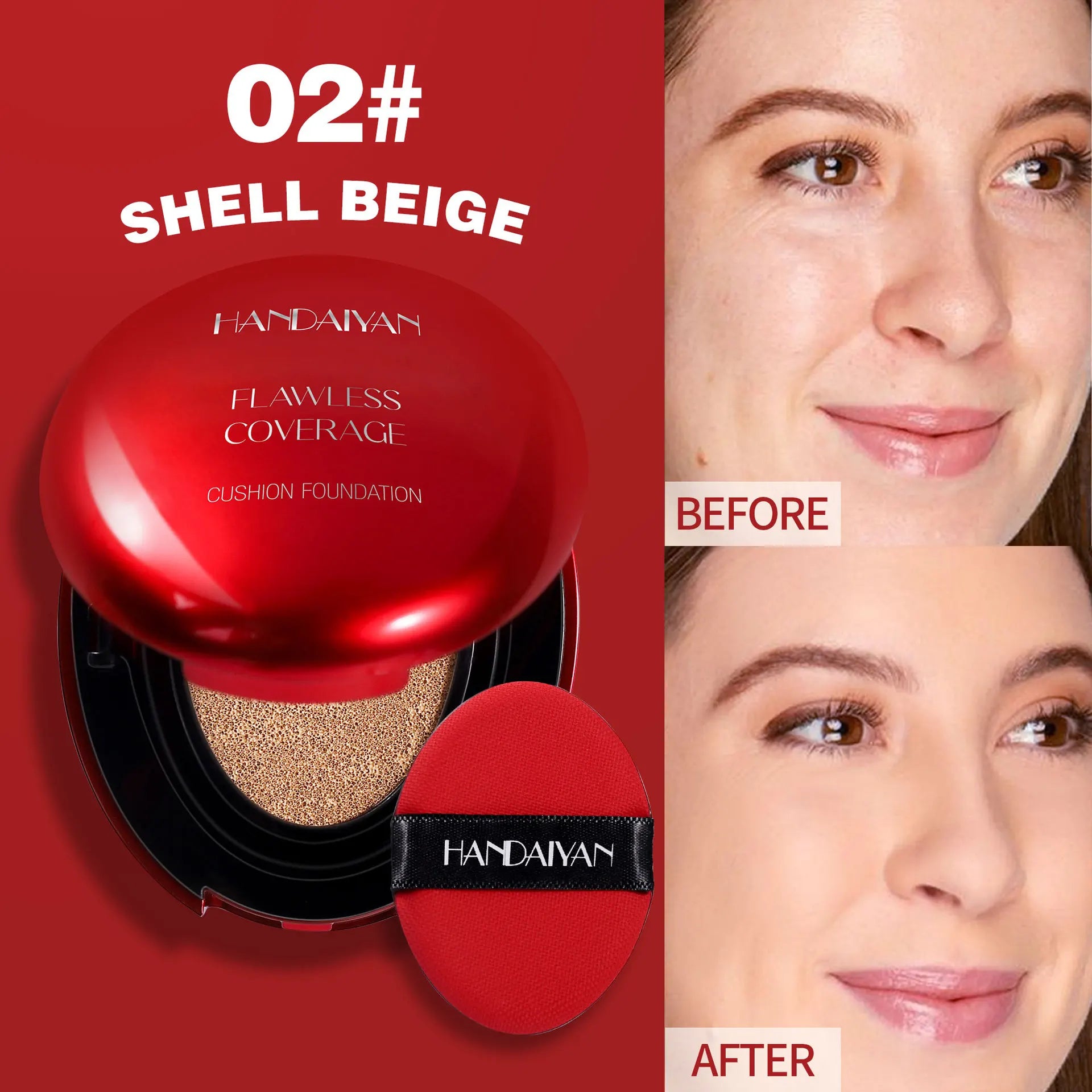 Korean Air Cushion Foundation - Light Natural Moisturizing Concealer Whitening Oil-Control Women's Long-lasting Makeup Base