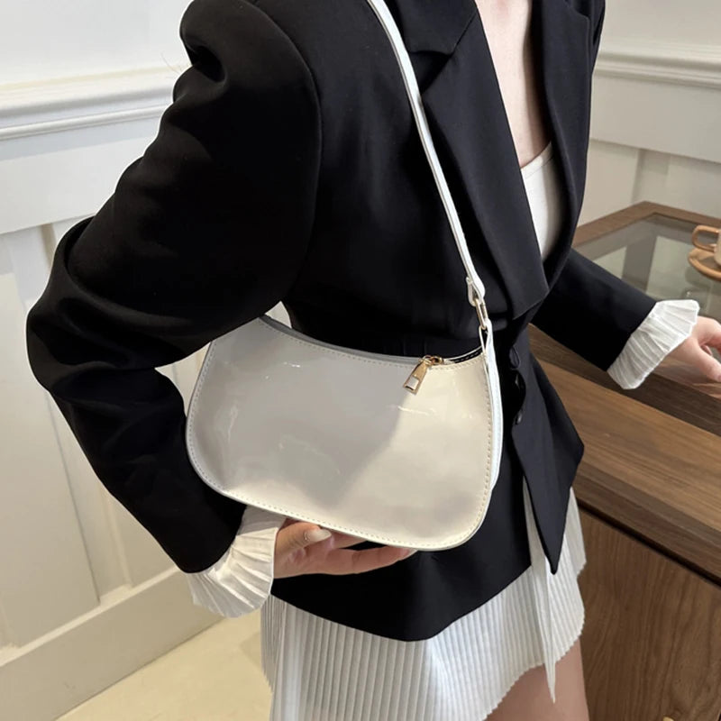 Any Women's Retro PU Leather Bag – Casual Solid-Color Shoulder/Underarm Bag