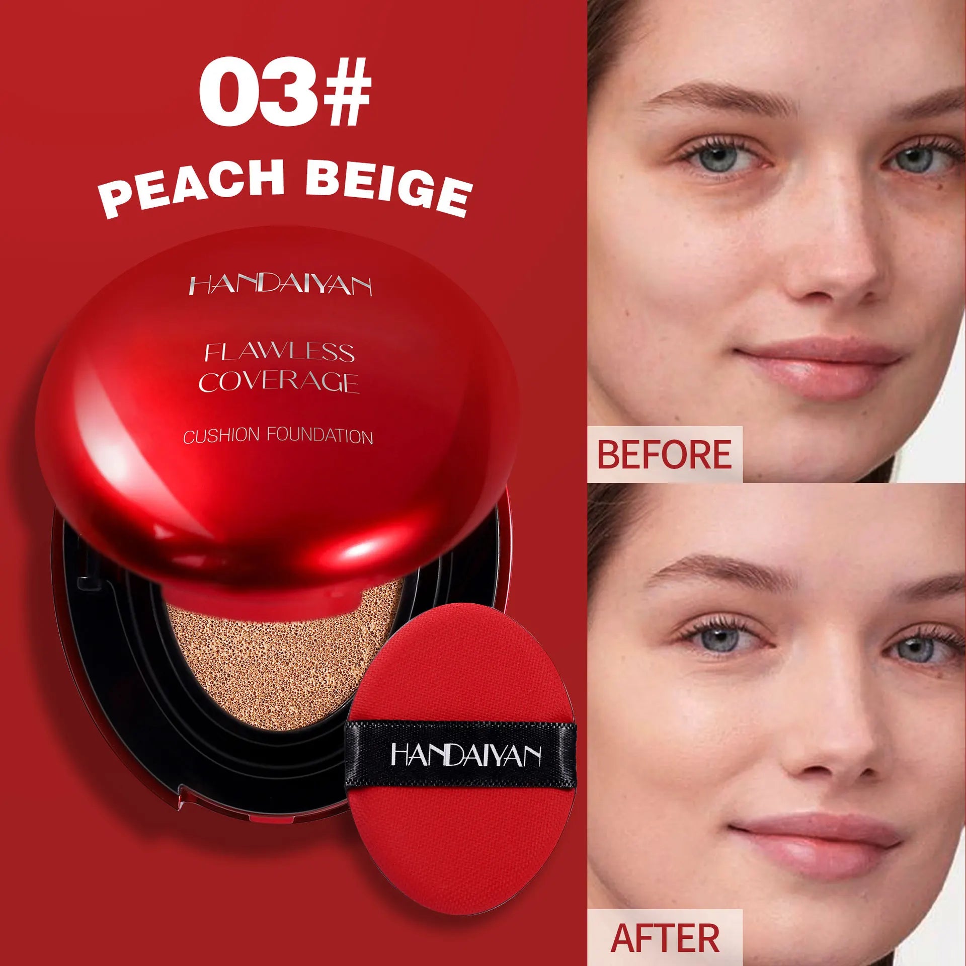 Korean Air Cushion Foundation - Light Natural Moisturizing Concealer Whitening Oil-Control Women's Long-lasting Makeup Base