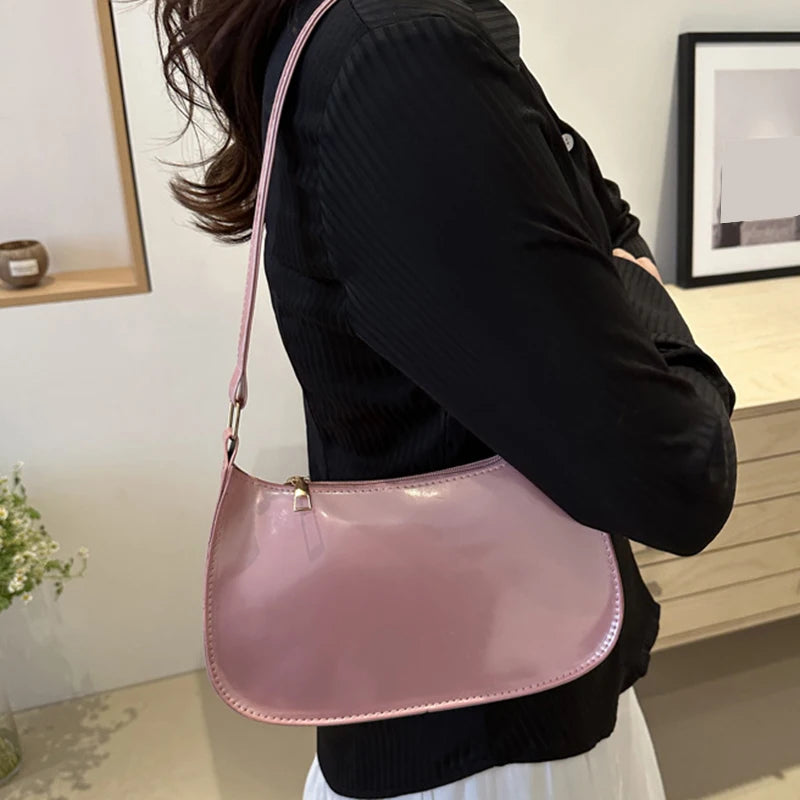 Any Women's Retro PU Leather Bag – Casual Solid-Color Shoulder/Underarm Bag