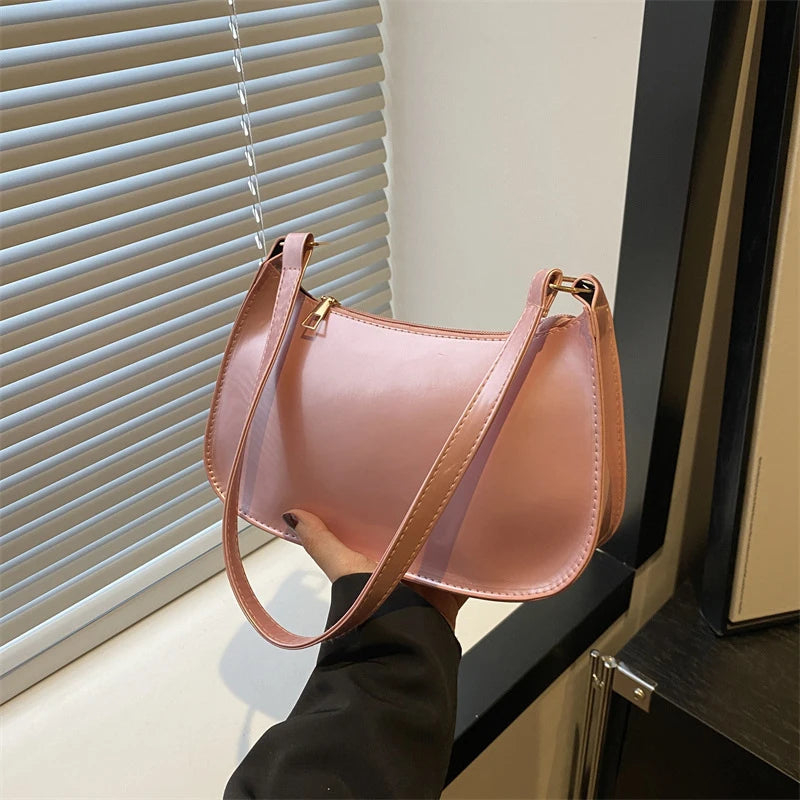 Any Women's Retro PU Leather Bag – Casual Solid-Color Shoulder/Underarm Bag