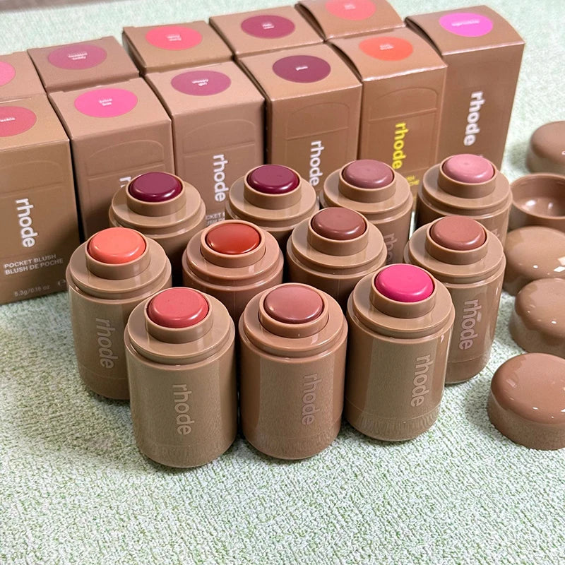 RHODE Cheek Blush Cream Blusher Stick Lip Gloss Phone Case For iPhone 15 16 17 Ribbon SALTY TAN Raspberry Espresso Lipstick INS